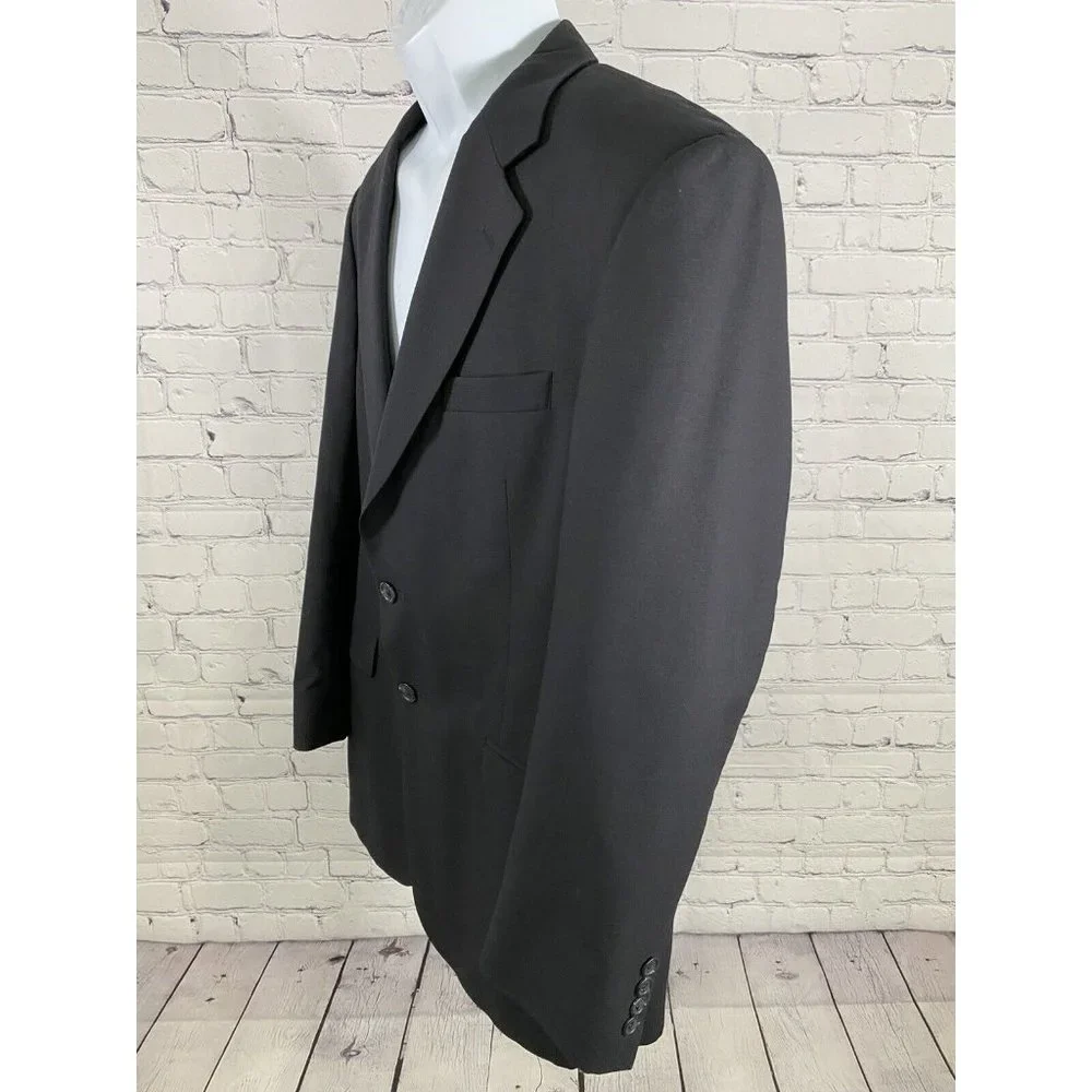Jos A Bank Gordon Solid Black 100% Wool 2 Button Jacket Blazer 39R